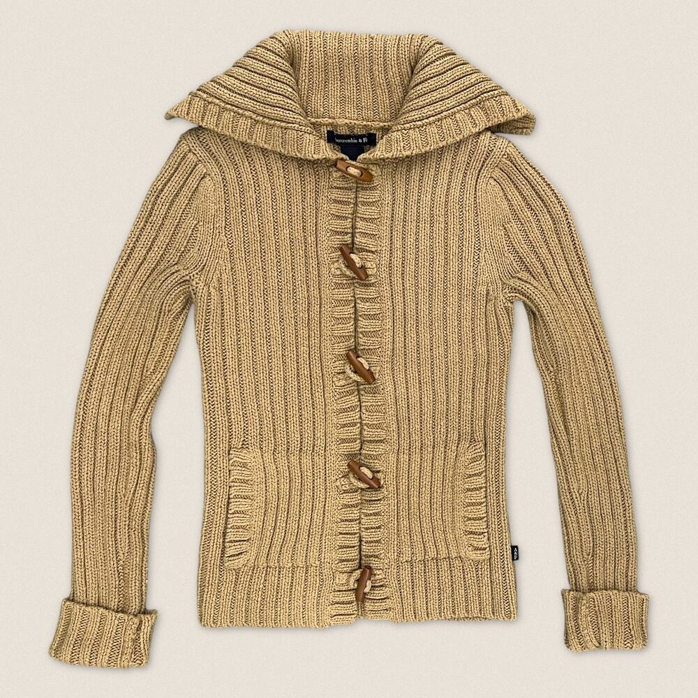 Abercrombie & Fitch Toggle Button Cardigan Tan Sweater‎ | Size Medium